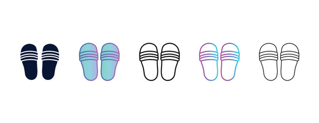 flip flop outline icon. Filled, line, gradient, thin icon from travel collection. Editable vector isolated on white background - obrazy, fototapety, plakaty