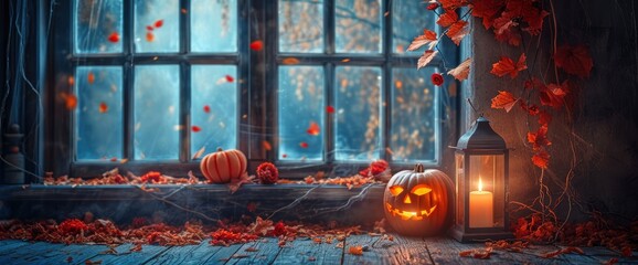 Autumn Season Concept Pumpkin Decor, Background Work For Designer