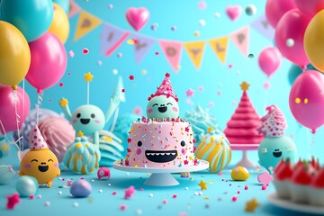 Imaginative Birthday Party with Characters and Balloons

