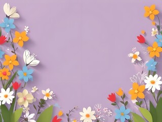 Naklejka na ściany i meble Photo beautiful spring flowers background frame with copy space.