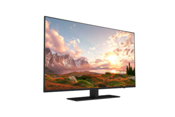 TV 4K flat screen lcd or oled, plasma realistic, White blank HD monitor mockup, Modern video panel white flatscreen on isolated white background