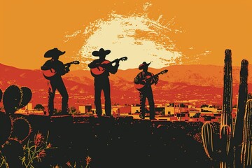 Mariachi Musicians in Scenic Mexican Landscape