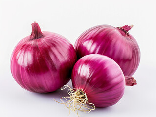 Red onion isolated on white background. Minimalist style.