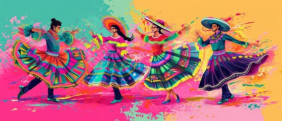 Cinco de Mayo Celebration: Folk Dancers in Vibrant Attire