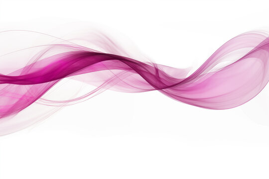 pink waves, abstract smoke painted on white background