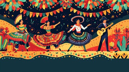 Cinco de Mayo Celebration: Folk Dancers in Vibrant Attire
