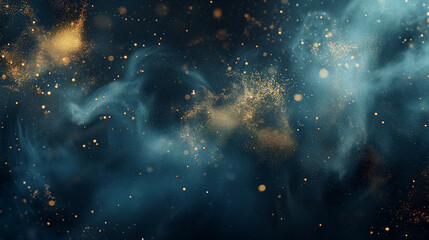 Bokeh Background with Shiny Golden Lights and Blurred Effect,  abstract background with Dark blue...