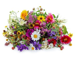 Naklejka na ściany i meble colorful Bouquet decorative of spring flowers against a white background
