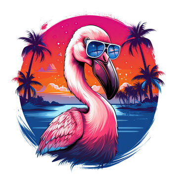 Flamingo  image, beautifies t-shirt screen printing, generative AI