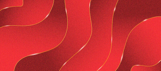 Red and Gold Abstract Textured Background. Grainy red gradient waves backdrop. No text, no people. 