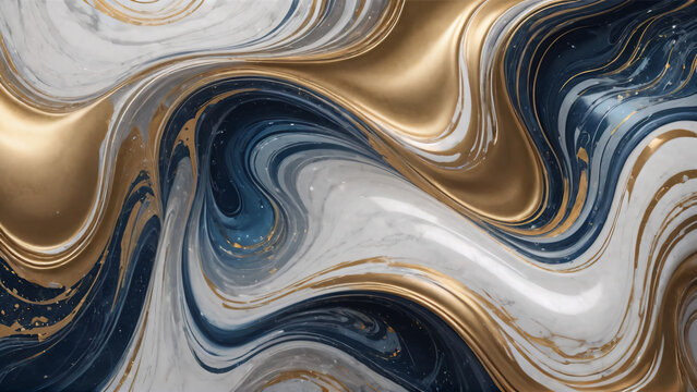 flie&szlig;ender Marmor, mit Farbwelle in gold, silber und blau