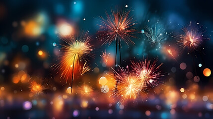 Beautiful fireworks background at night for holiday decoration