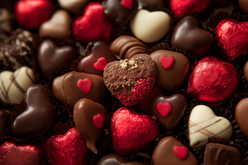 heart-shaped chocolates and cookies come together in a delightful symphony.the essence of love through the lens of delectable treats, promising a sweet journey for the taste buds and the heart