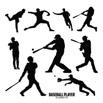 Baseball Player silhouette vector Stock Illustration