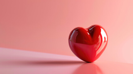 Red heart on a pink background with 3D effect