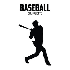 baseball Silhouette vector stock illustration, baseball player silhoutte