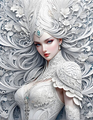 A stunning art - goddess of white flowers