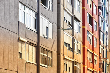 Full frame shot of modern apartment buildings in Las Palmas de Gran Canaria