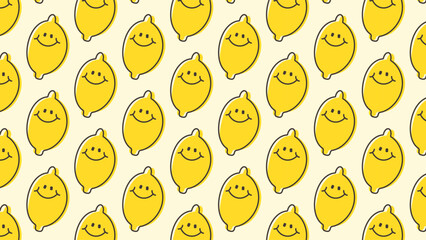 Seamless pattern with cute lemons