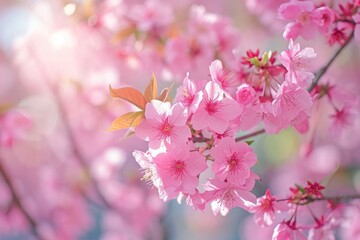 Cherry blossoms in spring, pink sakura blooming. Springtime Concept. Sakura