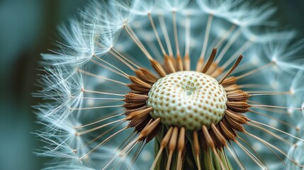  a close up of a dandelion with lots of small white flowers in the middle of the dandelion.