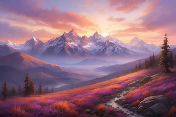 Keuken foto achterwand Lavendel snow mountain landscape nature view
