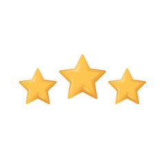 3d three star icon for service rating for satisfaction rating bubble	
