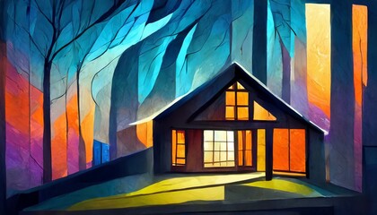 house in the night wallpaper texture wood nature