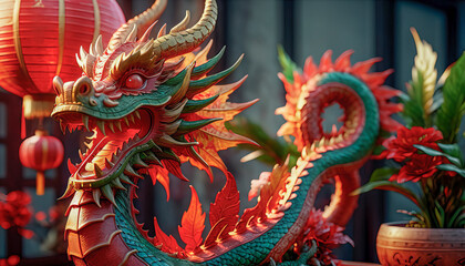 Obraz premium Beautiful fantasy dragon. Year of the Dragon according to the eastern horoscope
