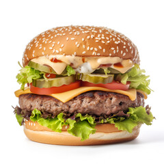 Burger on the white.