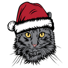 Cat, Cute Cat, Cat vector, Cat illustration, Santa, pet, animal, christmas