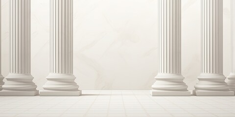 Realistic white columns with classical marble pillars, ancient architecture, and museum texture. - obrazy, fototapety, plakaty