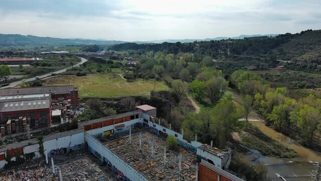 Old textile factory abandoned and full of rubble in Olesa de Montserrat