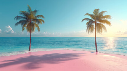 Palm trees on a tranquil tropical beach.