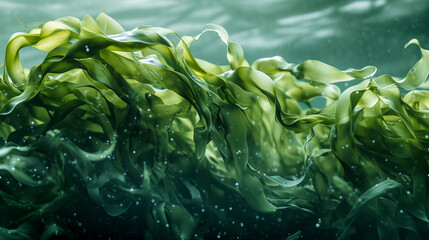 Fototapeta na wymiar Emerald Waves: The Art of Seaweed
