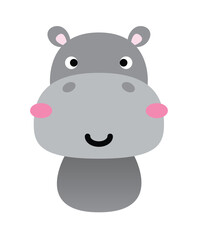 Adorable full editable illustration of baby hippopotamus