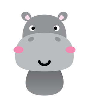 Adorable full editable illustration of baby hippopotamus