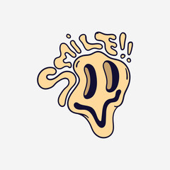 Vintage 90s cartoon smile character expression sticker comic vector design
