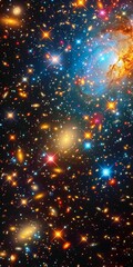Illustration Shows a Dense Field of Stars in Space - There are Numerous Stars of Varying Brightness and Colors, including White, Blue, Yellow, and Red Hues created with Generative AI Technology