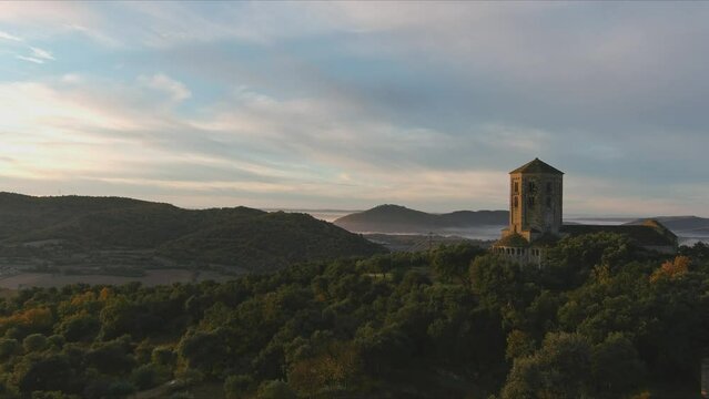 Church of San Pedro in middle of nature reveals road to Ponts, Lleida