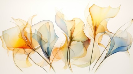 Abstract background with flowers painted with watercolor paints with delicate streaks of water