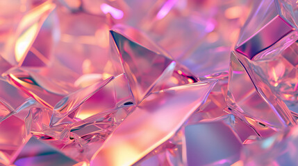 Red and blue decoration, Holographic background with glass shards. Rainbow reflexes in pink and...