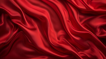 Obraz premium Background of Chinese National Day themed red silk, created, Luxury red satin smooth fabric background for celebration, Ai generated image