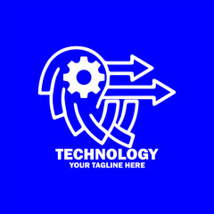 Abstract Initial Logo. White color isolated on Blue Background. Technology  Branding Logos. Flat Vector Logo Design Template Element icon.