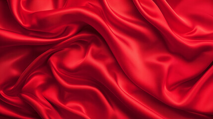 Red silk background, Luxury red satin smooth fabric background for celebration, ceremony, event invitation card or advertising poster, Luxury red satin smooth fabric background for celebration, Ai 