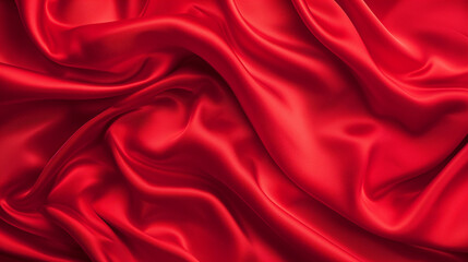 Obraz premium Red silk background, Luxury red satin smooth fabric background for celebration, ceremony, event invitation card or advertising poster, Luxury red satin smooth fabric background for celebration, Ai 