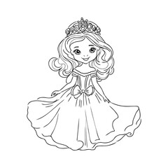 Fototapeta premium Little Princess Coloring page for kids
