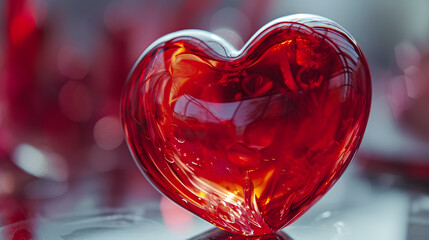 A crimson glass heart, symbolic of love and passion, captures the essence of valentine's day in its delicate form
