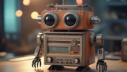 Fototapeta premium vintage radio on the floor