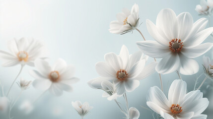 White flowers of the sky, White daisies background, Picture White flower group surface, beautiful pattern, White flower background, Ai generated image